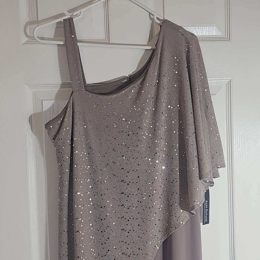 NWT R&M Mocha One-Shoulder Sequins Jumpsuit Size 18 Wedding    Bridal Dressy - Picture 3 of 14